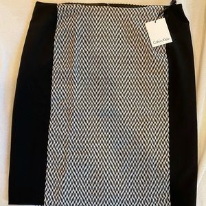 Calvin Klein Chevron black white pencil skirt 14